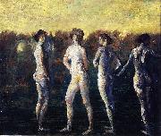 Arthur Bowen Davies Four Figures (1911) by Arthur B. Davies USA oil painting artist